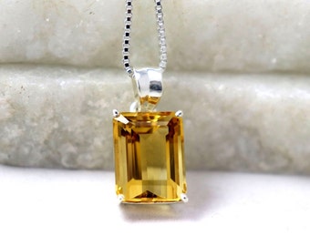 Quality Citrine Necklace,Certified 12.85 Carat Citrine Appraised at Emerald Cut Aaa November Birthstone Genuine Real Citrine Jewelry