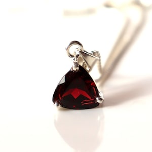 Pyrope-Almandine Garnet Necklace: Sterling Silver Triangle Gemstone