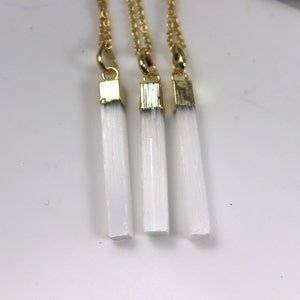 Selenite Point Necklace: Silver Electroplated Gemstone Pendant