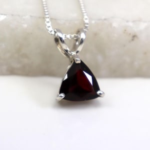 Birne Granat Sterling Silber Halskette: Purpurroter Edelstein