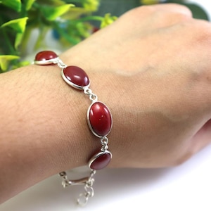 Natural Carnelian Bracelet, 925 Sterling Silver Bracelet, Statement Bracelet, Carnelian Bracelet Jewelry, Gemstone Bracelet, Dainty Bracelet