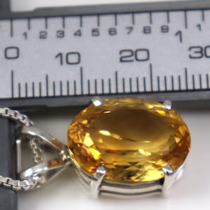 Natural Citrine Necklace,Certified By ITLGR 4.963 Gram Citrine Pendant Appraised at Oval, 925 Sterling Silver Genuine Real Citrine Jewelry