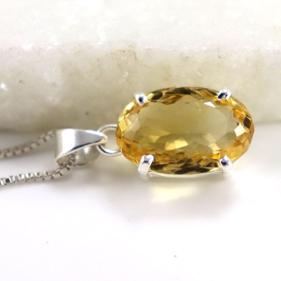 Sterling Silver Citrine Pendant Necklace: November Birthstone Jewelry