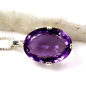 Oval Amethyst Sterling Silver Necklace: February Birthstone Jewelry