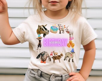 Funny Goat Birthday Girl Shirt Goat Crazy Kids Birthday Shirt Goat Lover Gift Goat Shirt Youth Happy Birthday Party Shirt for Girls Birthday