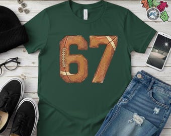 Kids 67 Football Season Shirt Game Day Shirt 67 Bruh Football Shirt Bella Canvas Tshirt Football Lover Gift American Football Sport Shirt