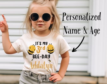 Custom It's My Bee Day Shirt Custom Age Birthday Shirt Cute Bumble Bee Shirt Bee Theme Birthday Shirt Toddler Personalized Name & Age Shirt