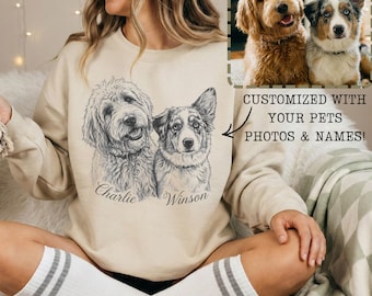 Custom Pet Sweatshirt Pet Photo and Name Personalized Pet Portrait Sweatshirt Custom Dog Cat Graphic Sweater Pet Lover Gift Dog Lover Shirt