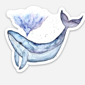 Premium Vinyl (3”x2.5”) Whale Watercolor Art STICKERS