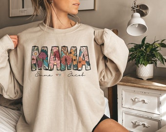 Custom Mama Sweatshirt Mom Sweatshirt With Names Personalized Mama Sweatshirt Mothers Day Sweatshirt Mama With Children Names Shirt Mom Gift