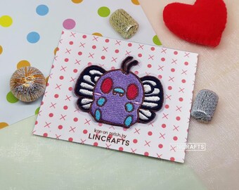 Pokemon Butterfree: Iron-on Embroidered Patch, Pin & Keychain 58mm x 51mm