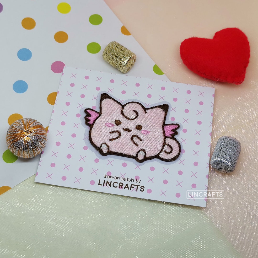 Pokemon Clefable: Iron-on Embroidered Patch, Pin & Keychain 62mm X 43mm ...