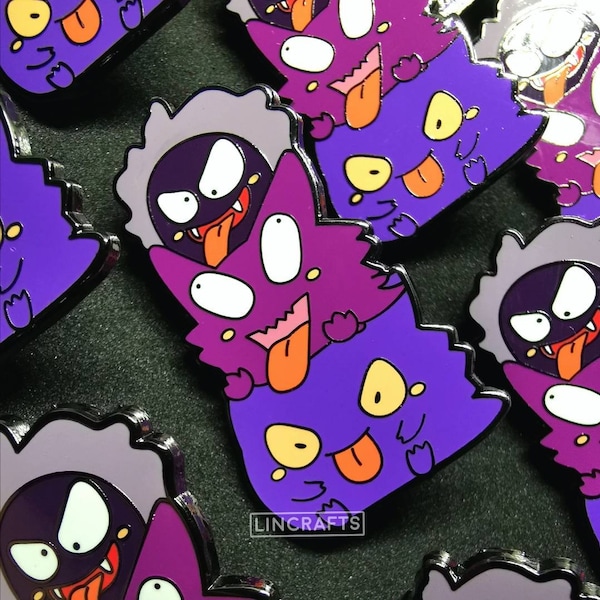 Pokemon Spooky Trio Enamel Pin, Black Nickel Plated