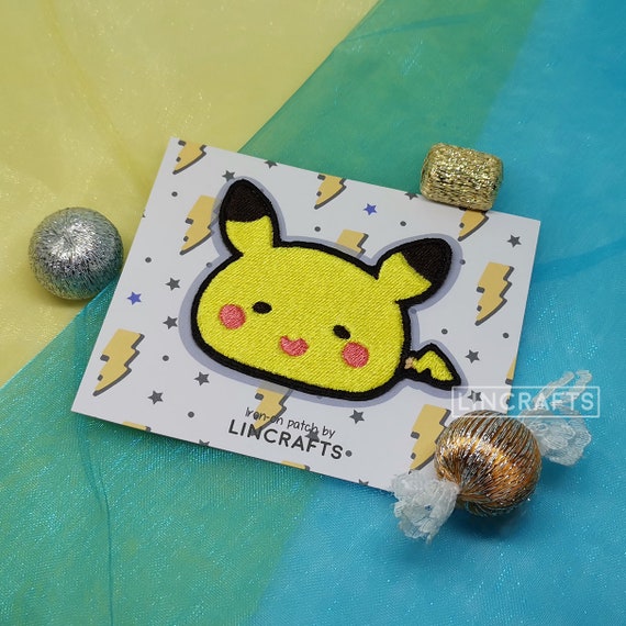 Pokemon Pikachu Male/Female: Iron-on Embroidered Patch, Pin & Keychain 50mm