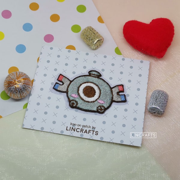 Pokemon Magnemite: Iron-on Embroidered Patch 64mm x 40mm