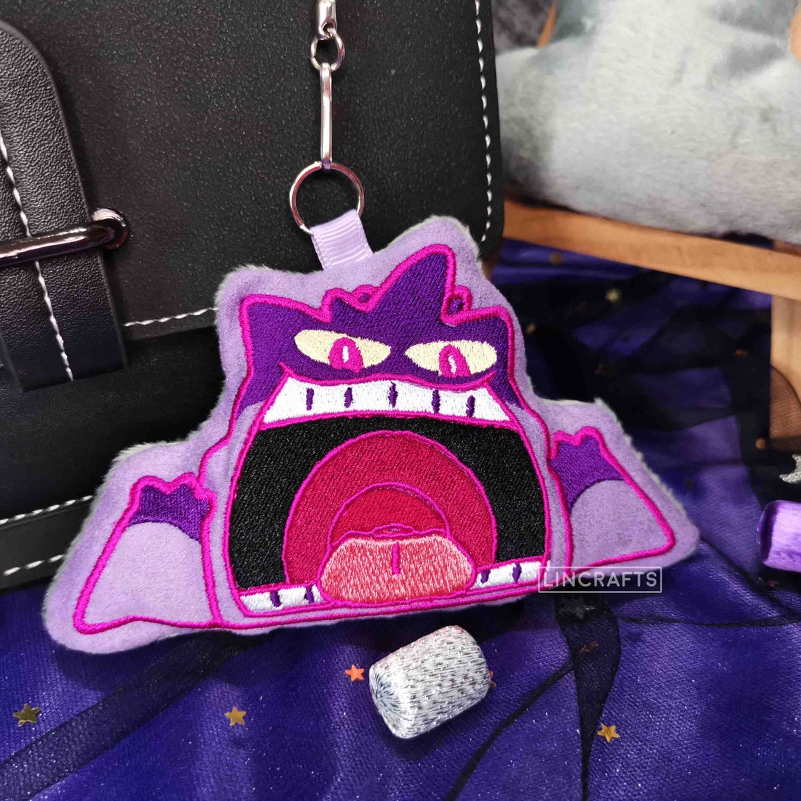 Gigantamax Gengar: Pokemon Embroidery Plushie Keychain 95mm x | Etsy