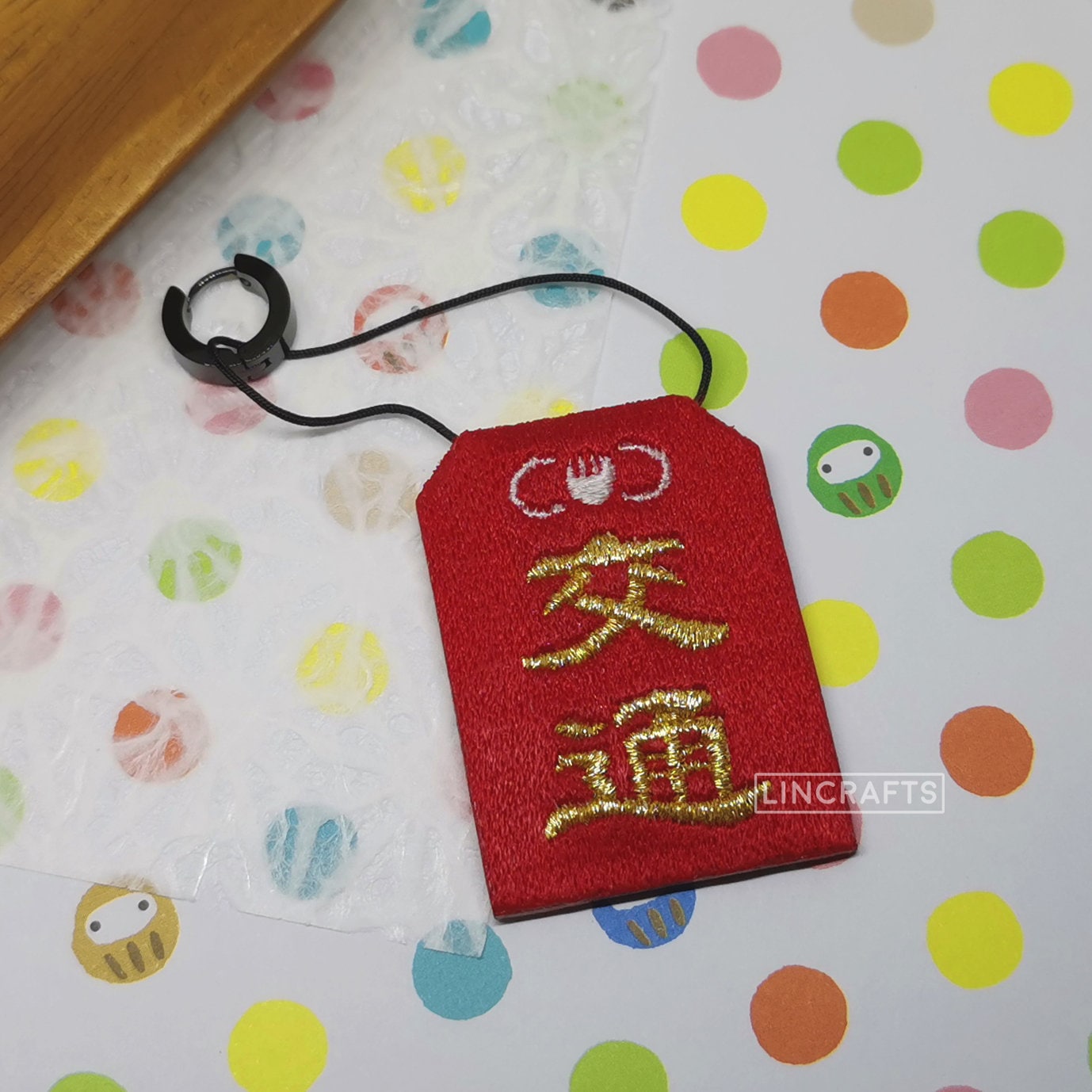 CLEARANCE Jibaku Shounen Hanako Kun Handmade Minamoto Kou's Cosplay Embroidered Amulet Earring 48mmX35mm