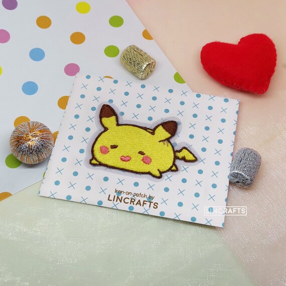 Pokemon Pikachu: Iron-on Embroidered Patch, Pin & Keychain 57mm x 40mm