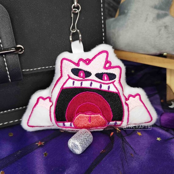 Gigantamax Shiny Gengar: Pokemon Embroidery Plushie Keychain 