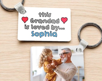 Personalised Grandad Keyring Photo, This Grandad Is Loved By Gift, Father’s Day Grandad, Custom Photo Keychain, Grandad Gift from Grandchild