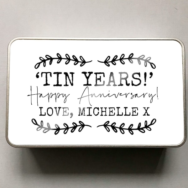 Tin Years! 10 Year Anniversary Tin,Anniversary Tin, Personalised Tin, Customised Tin, Personalised Gifts, Christmas 2023, Christmas Gifts