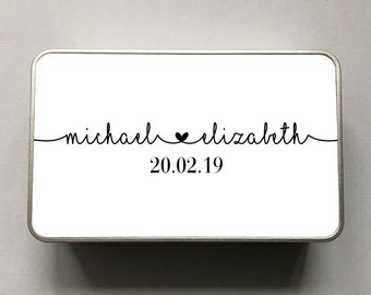 Personalised Names & Special Date Tin, Wedding, Anniversary, Memorable Date Custom Tin, Metal Tin, Personalised Tin, Christmas Gift