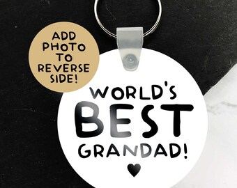 Personalised Grandad Photo Keychain, World's Grandad Gift, Custom Picture Keyring