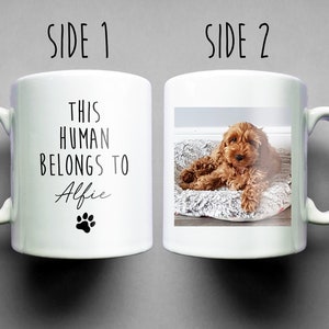 This Human Belongs To, Personalised Mug, Customised Mug, Personalised Gifts, Custom Gifts, Funny Gifts, Gifts For Him, Photo Gifts