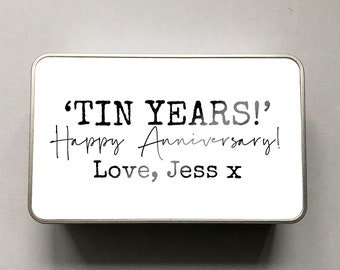 Tin Years! 10 Year Anniversary Tin,Anniversary Tin, Personalised Tin, Customised Tin, Personalised Gifts, Valentin's Day, Valentines, 2024