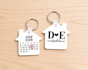 Double Sided Calendar House Keyring, Initials, First Home Keyring, Housewarming Gift,Personalised Keyring, Father's Day Gifts