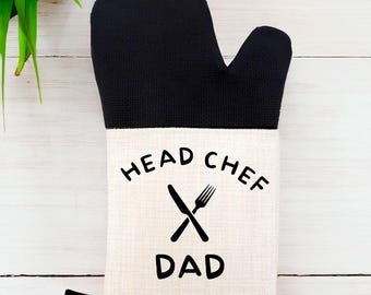 Head Chef Dad Oven Glove, Funny Father’s Day Gift for Dad, Cooking Gift for Dad, BBQ Gift Idea, Kitchen Gift for Dad