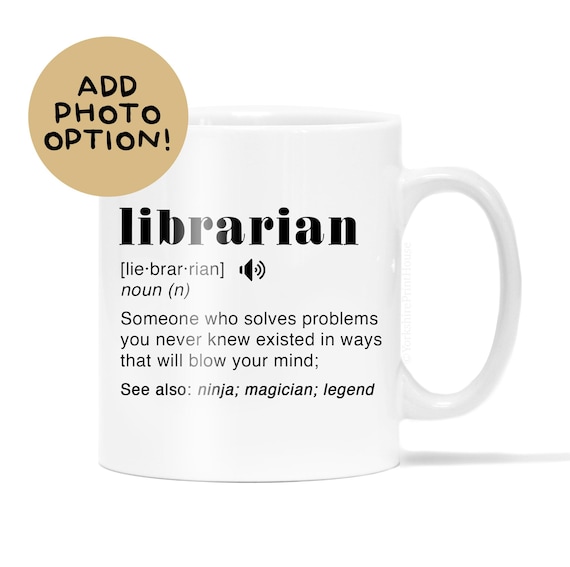 Librarian Definition Mug, Personalised Ceramic Coffee Mug