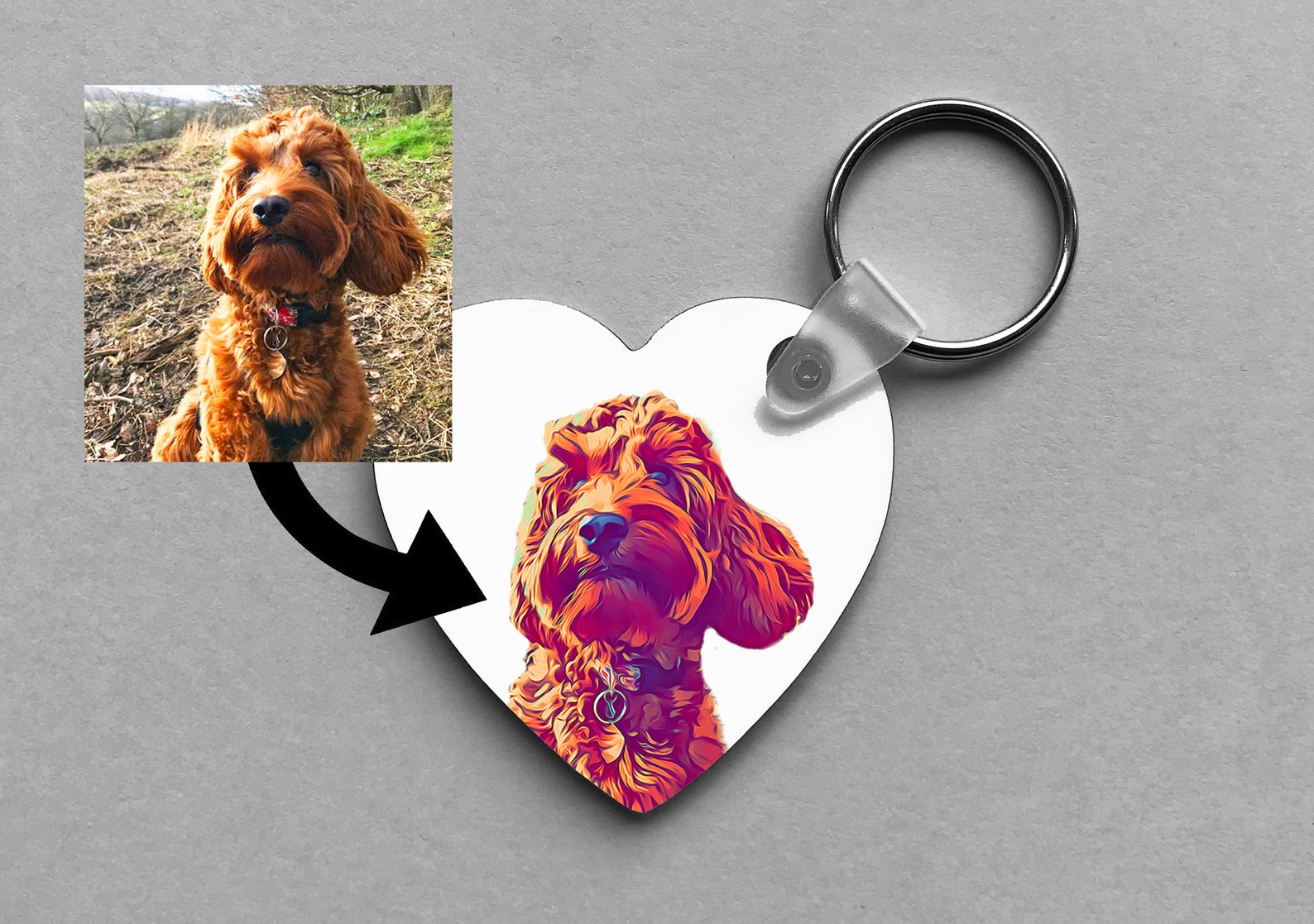 Custom Pet Portrait Keyring Dog Keyring Dog Lover Gift Etsy