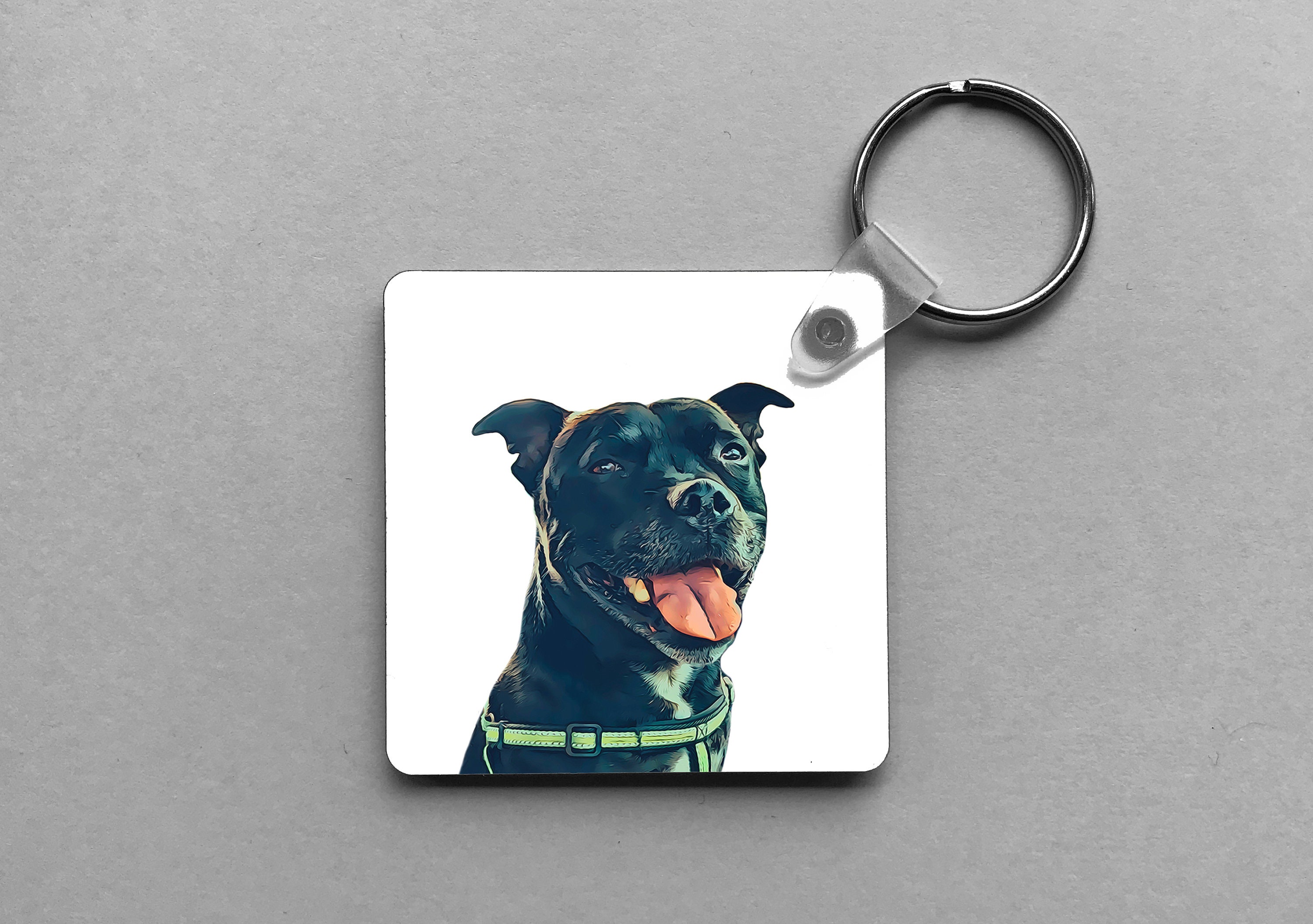 Custom Pet Portrait Keyring Dog Keyring Dog Lover Gift Etsy