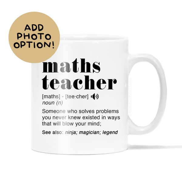 Maths Teacher Definition Mug, Personalised Mug, Customised Mug, Personalised Gifts, Custom Gifts, Humour Gifts, Funny Gifts