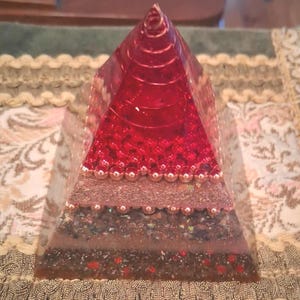 Red Orgonite Pyramid For EMF 5g Mitigation