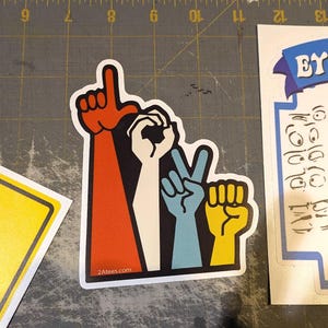 I Love You in ASL color bars style sticker