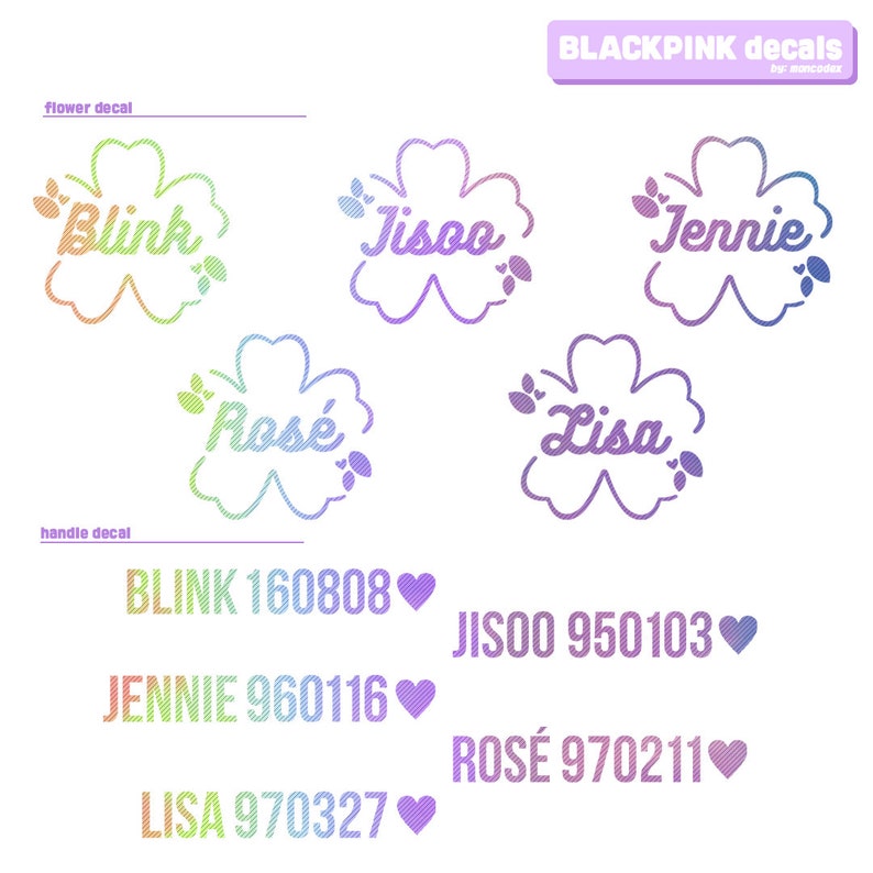 blackpink flower lightstick decal set thaharaclean decals skins electronics accessories