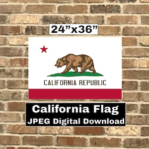 Bandera de California, 24" x 36", descarga digital en formato JPEG, 24 x 36, tamaño póster con la bandera del estado de California, 36 x 24, IMPRIMIBLE