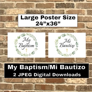 My Baptism Mi Bautizo sign digital download 24x36 JPEG, Baptism banner, Baptism decor poster in JPG format printable sign -