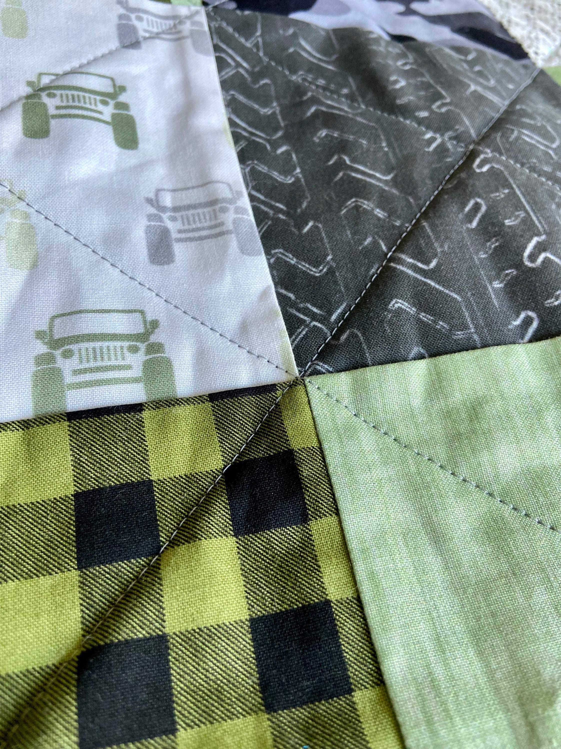 Jeep Quilt Green/Gray 48x52 Etsy