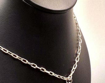 Vintage Sterling Silver 925 Fob Chain Necklace – Hallmarked | 55cm | 19g | Classic Everyday Elegance