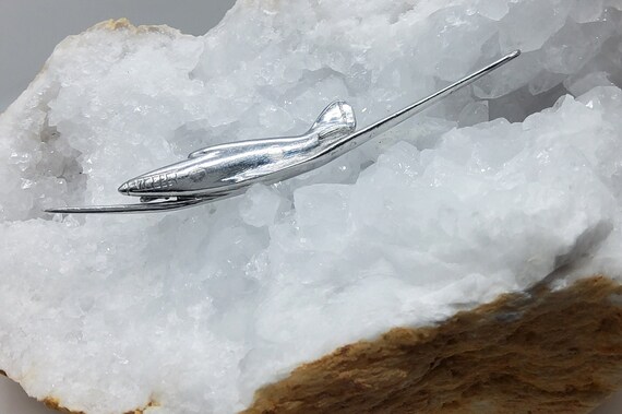 Handmade Silver Plane Brooch - image 4