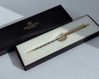 文房具 ☆O10/ 保管品 MIKIMOTO ミキモト 回転式 ボールペン ブルー