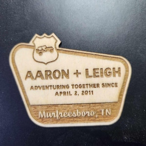 Personalized Couple National Park &quot;Adventuring Together&quot; Wooden Magnet OR Christmas Ornament