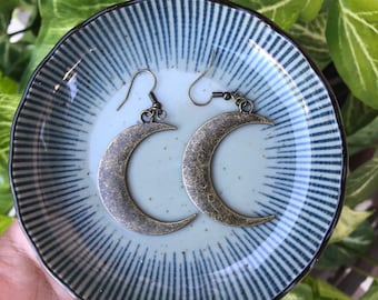 Bronze Crescent Moon Earrings