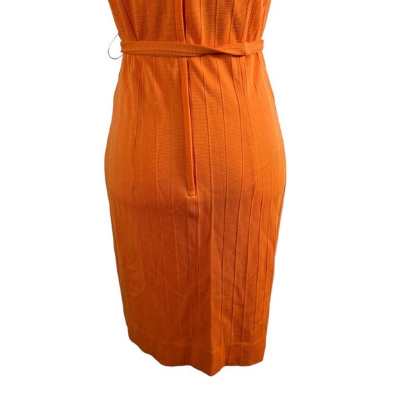 Vintage 1960s 1970s Orange Sheath Belted Dress - image 9