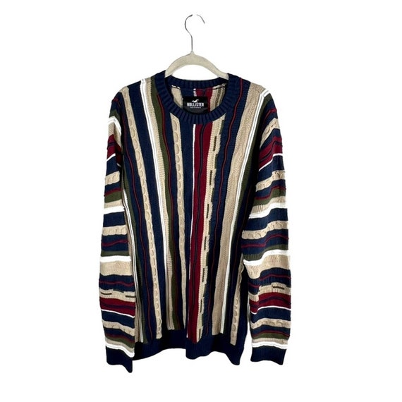 Hollister Womens Sweater Multicolor Stripe Cropped Button Up