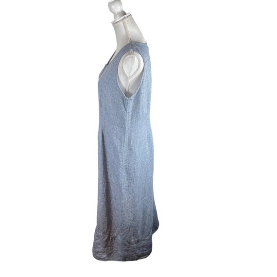 Vintage Flax Blue Linen Sleeveless Shift Midi Dre… - image 6