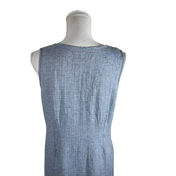 Vintage Flax Blue Linen Sleeveless Shift Midi Dre… - image 8
